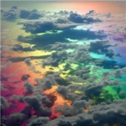 彩虹云彩头像 唯美好运的彩虹色天空云朵头像图片