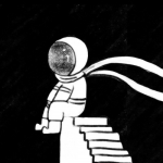 孤独的宇航员头像 高清黑白的宇航员头像漫画图片